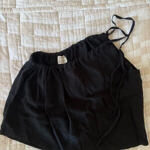 Boheme Asymmetrical Tank One Shoulder Black Linen